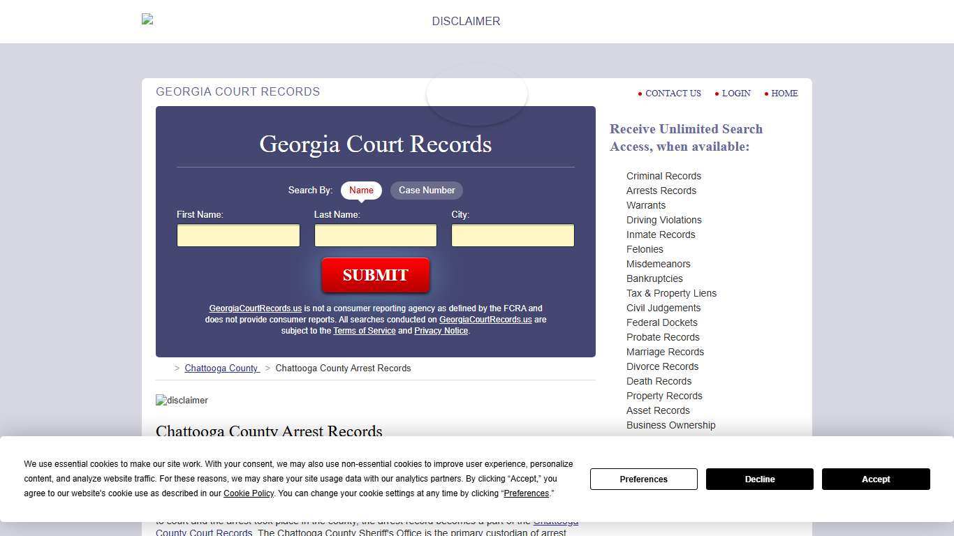 Chattooga County Arrest Records | GeorgiaCourtRecords.us