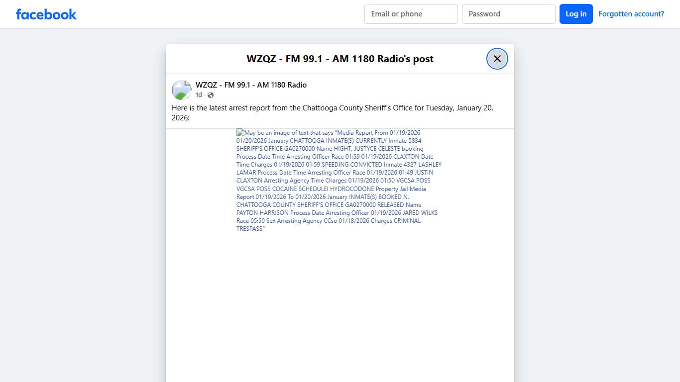 Here is the latest arrest... - WZQZ - FM 99.1 - AM 1180 Radio | Facebook